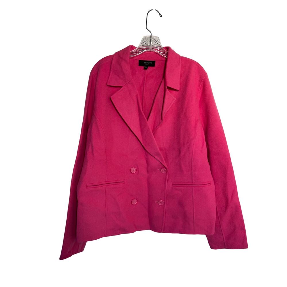 Talbots Plus Flannel Soft Sweater Blazer Size 14 Pink Cozy Winter Office New